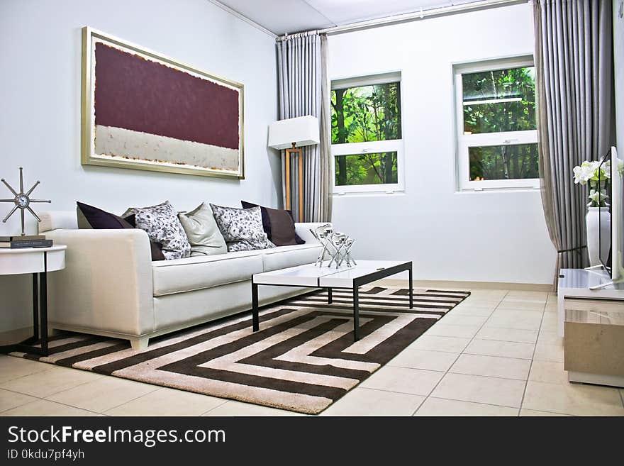 White Living Room Beside Window