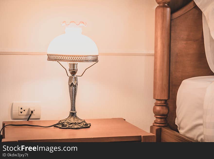 light lamp decoration in bedroom interior - selective focus point