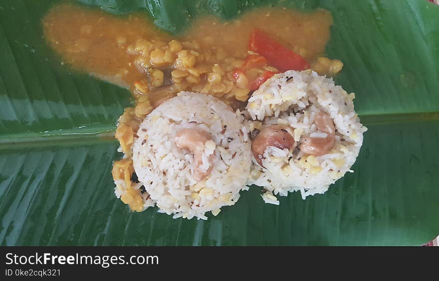 Indian Food Pongal With Sambhar