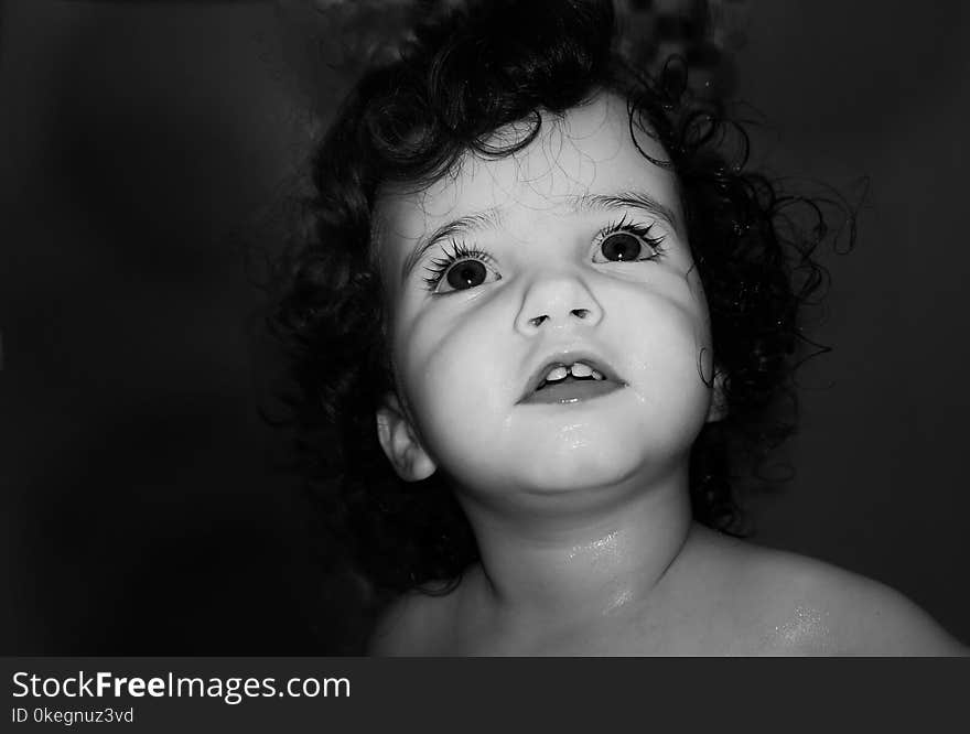 Grayscale Photography of Toddler