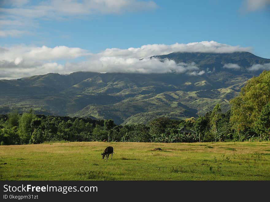 Mountain Range Under by Clouds