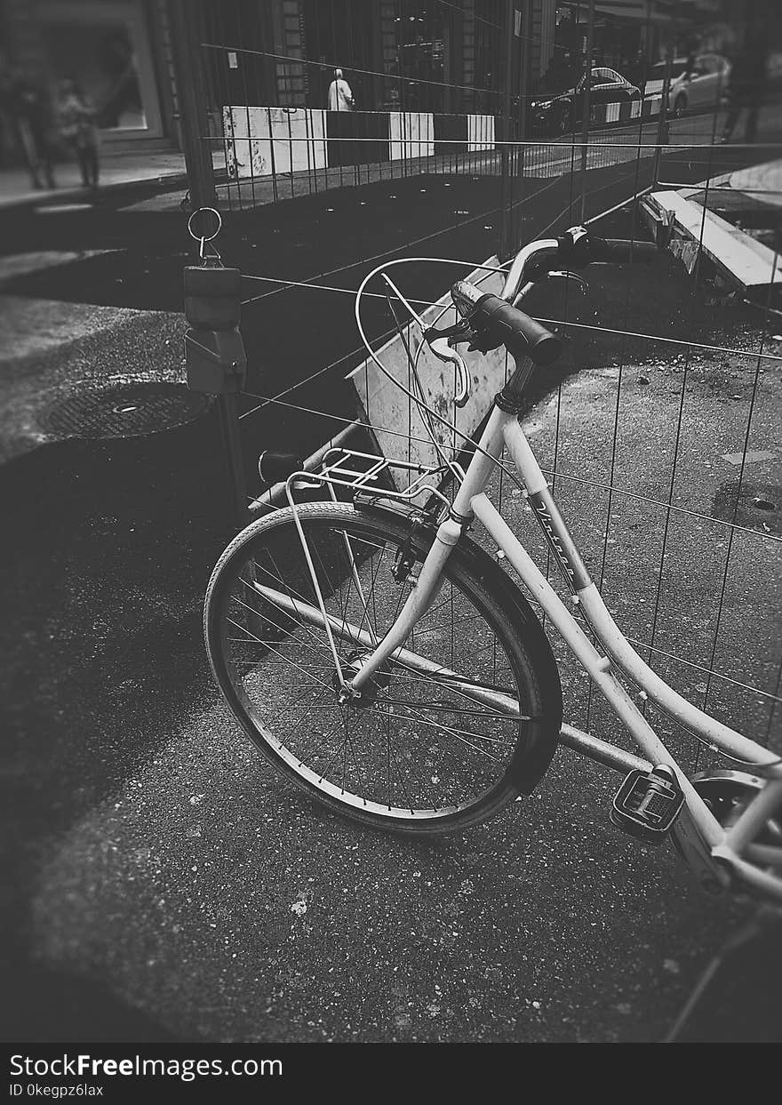 Grayscale Photo of Bicycle