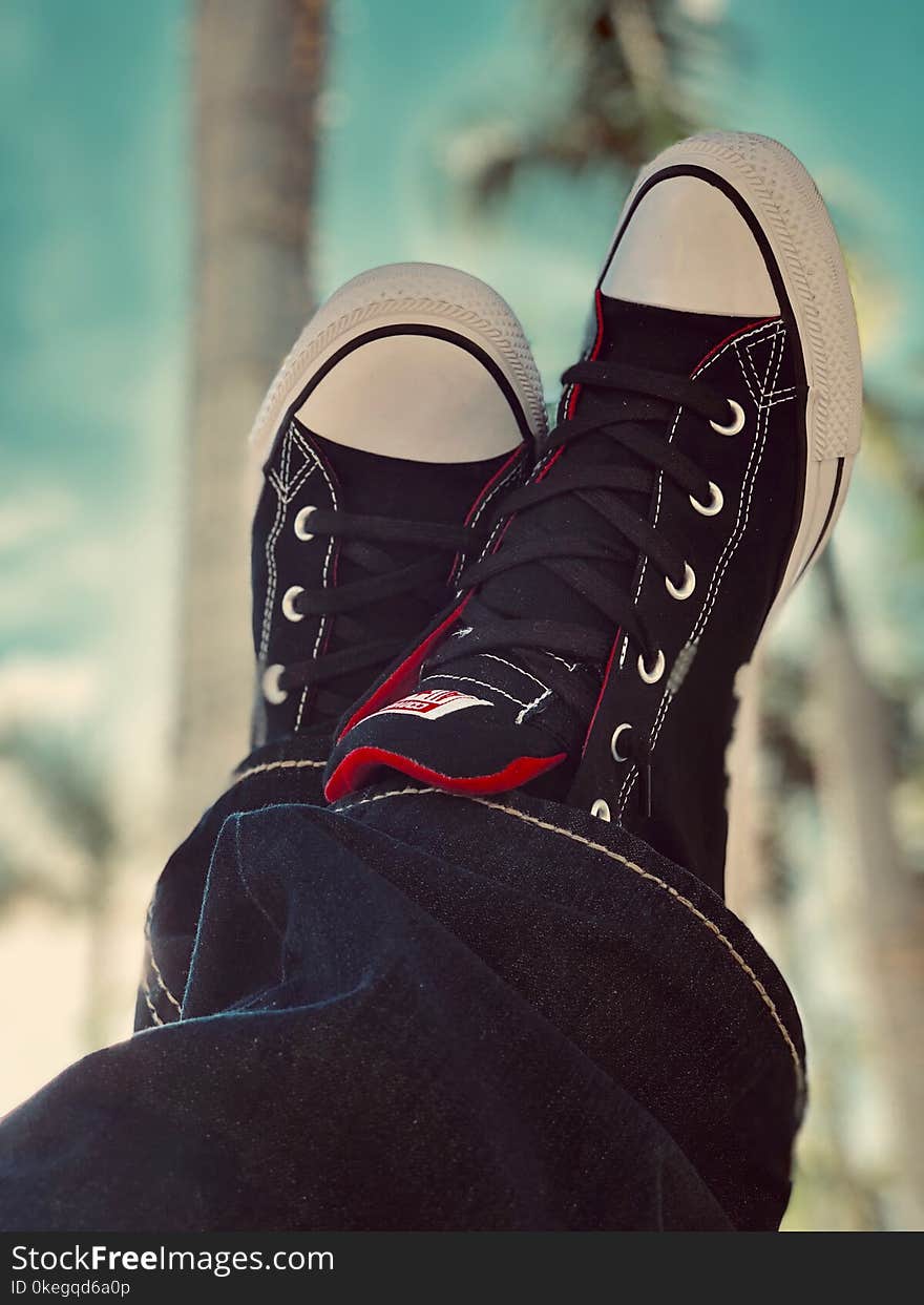 White-and-black Low-top Sneakers