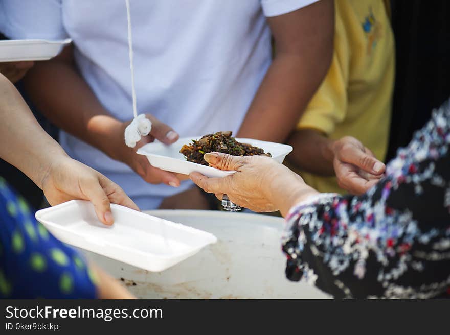 The society of helping to share food to the poor