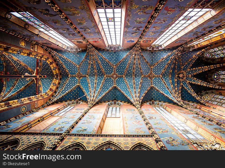 Interior Ceiling of St. Mary s Basilica, a Brick Gothic church adjacent to the Main Market Square in Krakow