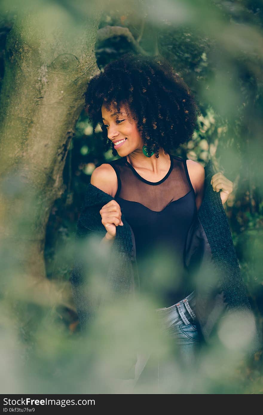 Fashion and afro hair style woman portrait