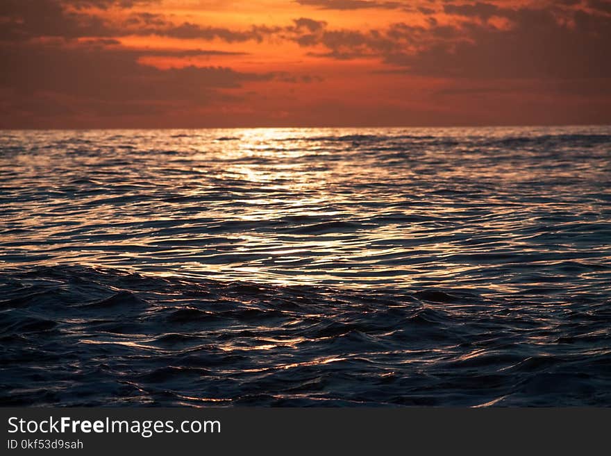 Beautiful sunset in sea.