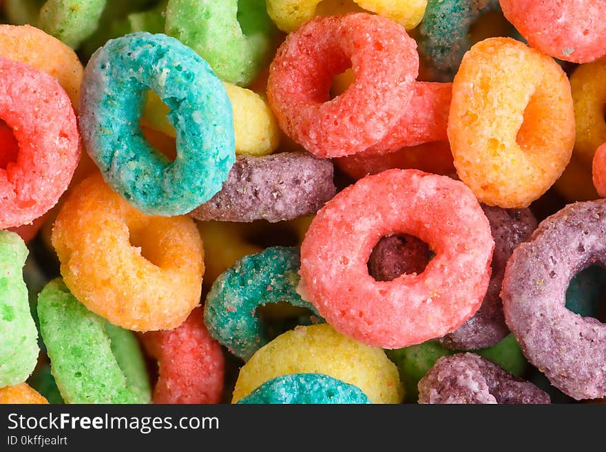 Cereal background. Colorful breakfast food