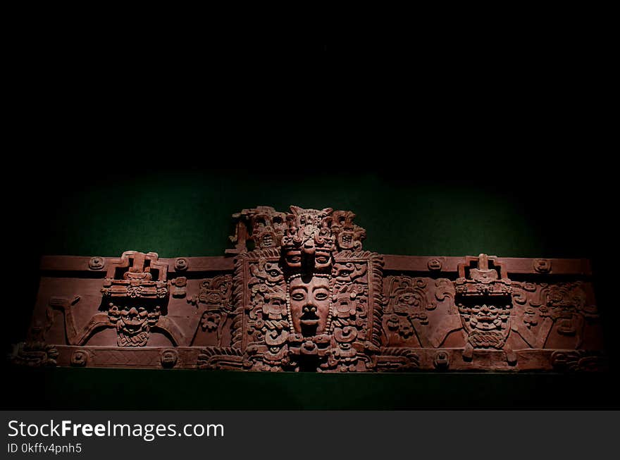 Ancient Mayan Ornamental Face Made With Clay