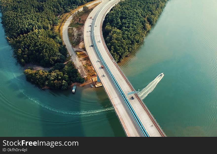 Aerial Photography of Concrete Bridge