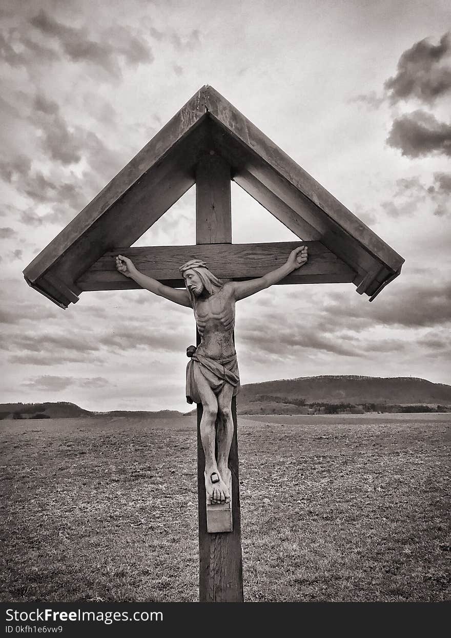 Crucifix Grayscale Photo