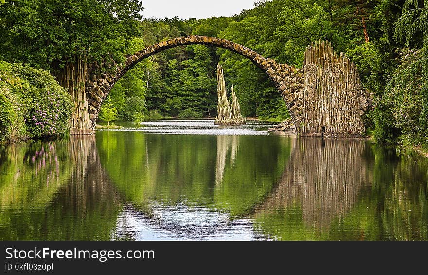 Reflection, Nature, Water, Bridge