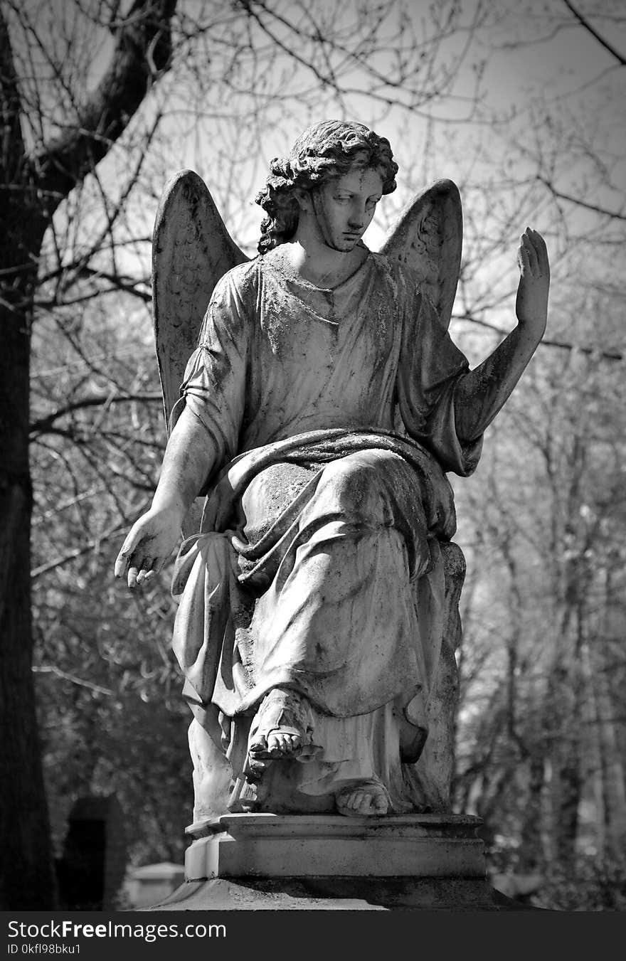 Statue, Black And White, Sculpture, Monument