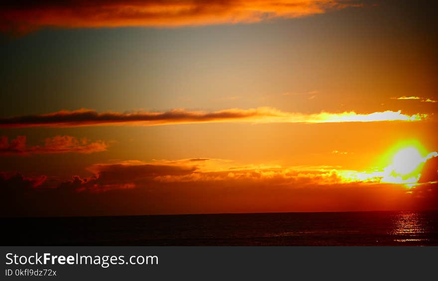 Horizon, Afterglow, Sky, Sunset