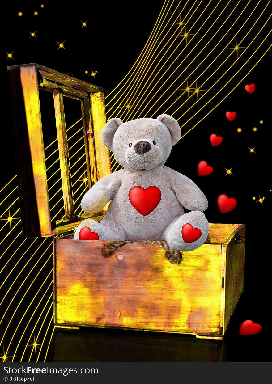 Teddy Bear, Lighting, Art, Illustration