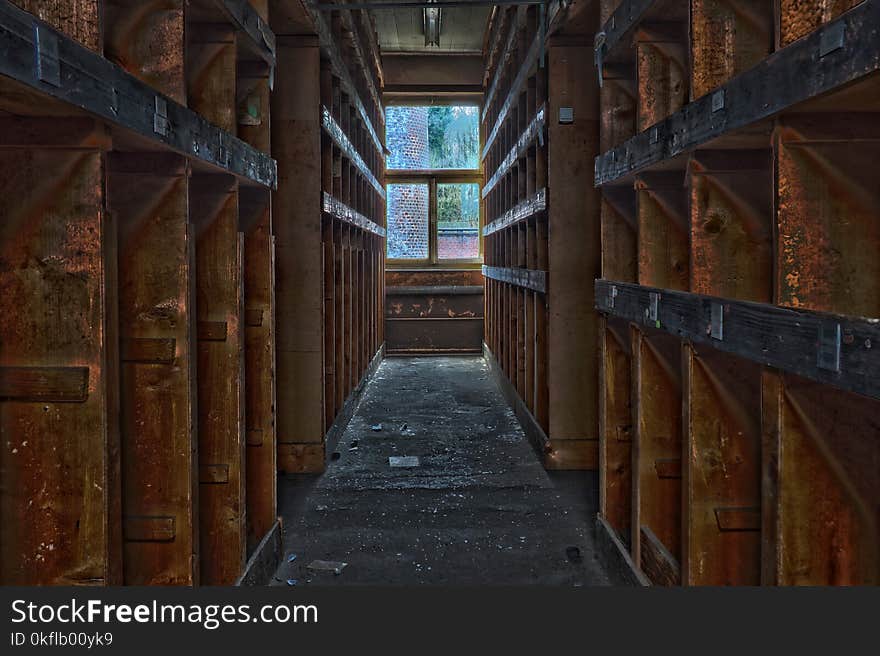 Alley, Wood, Symmetry, Facade