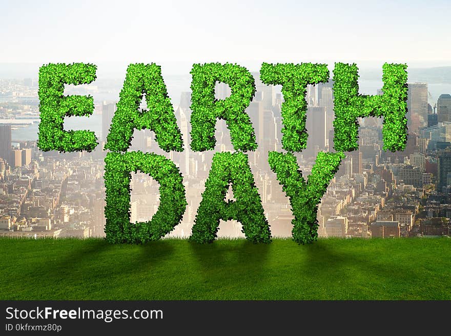 The Earth Day Concept With Green Letters