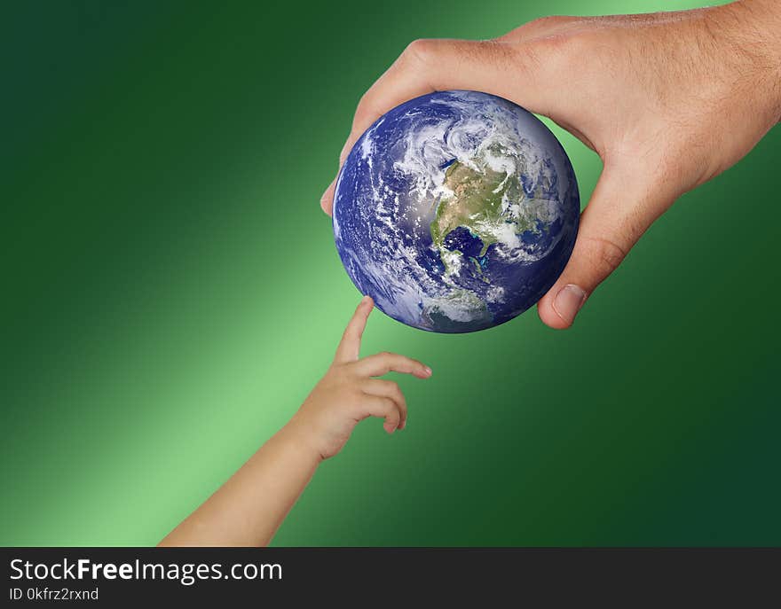 Water, Earth, Hand, Globe