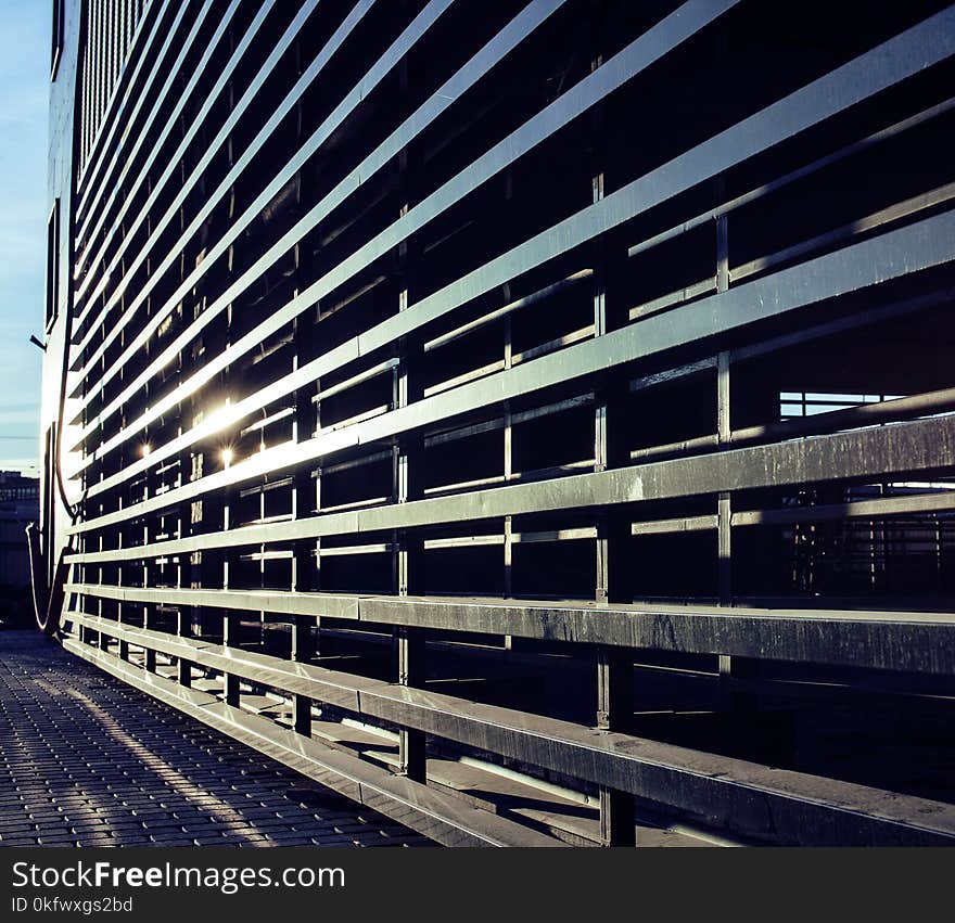 view on new modern buildings, facade corner and sky, real parkings on line