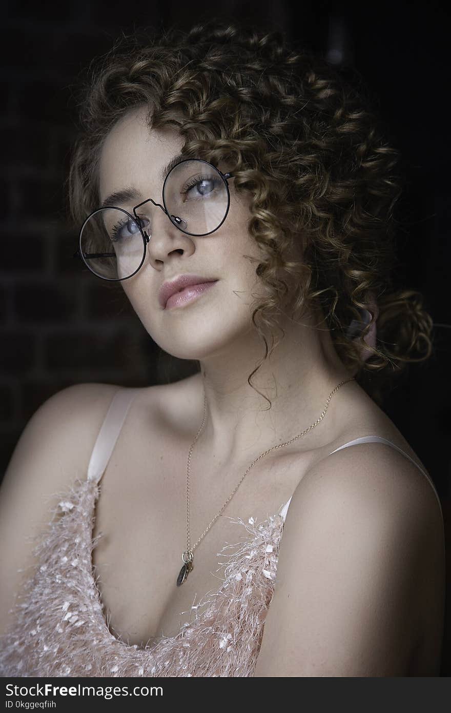 Portrait of Curly Hair Woman