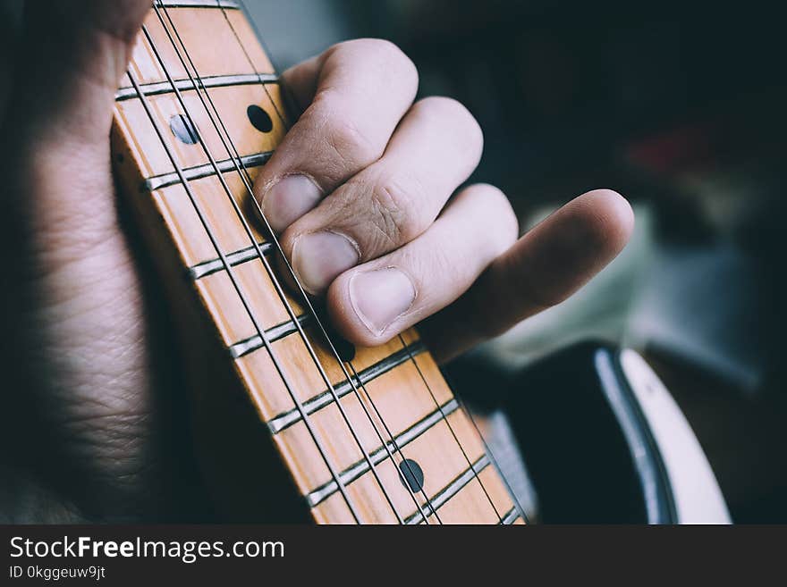 Photo of Person Playing the Guitar