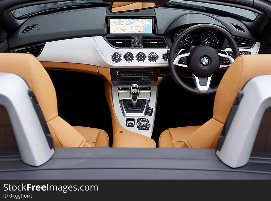 Black, Brown, and Gray Bmw Car Interior View