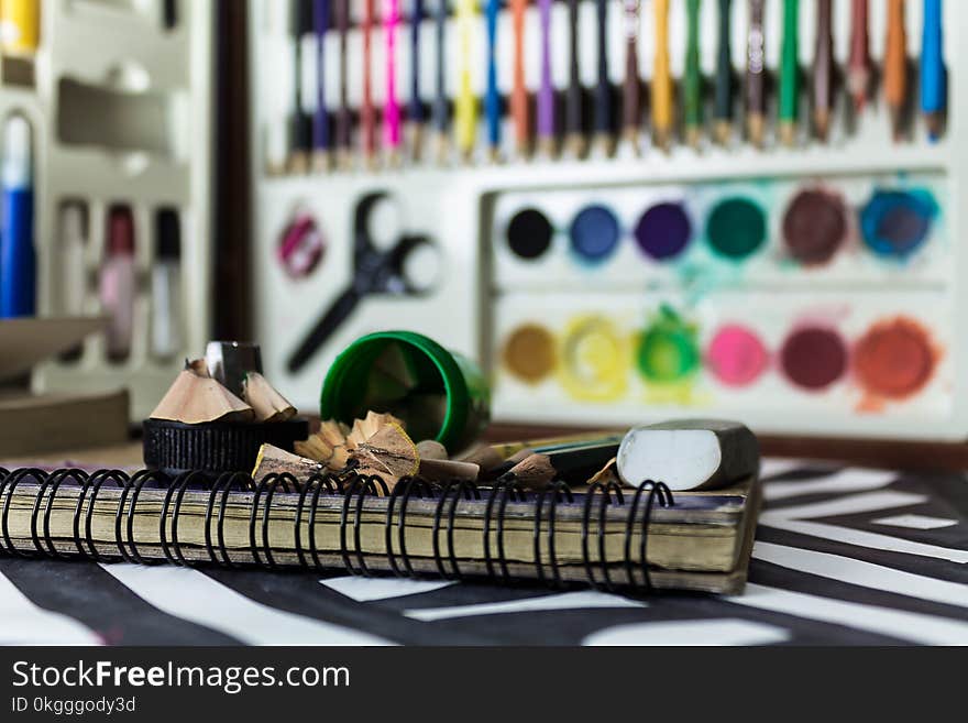 Selective Focus Photo of Assorted School Supplies