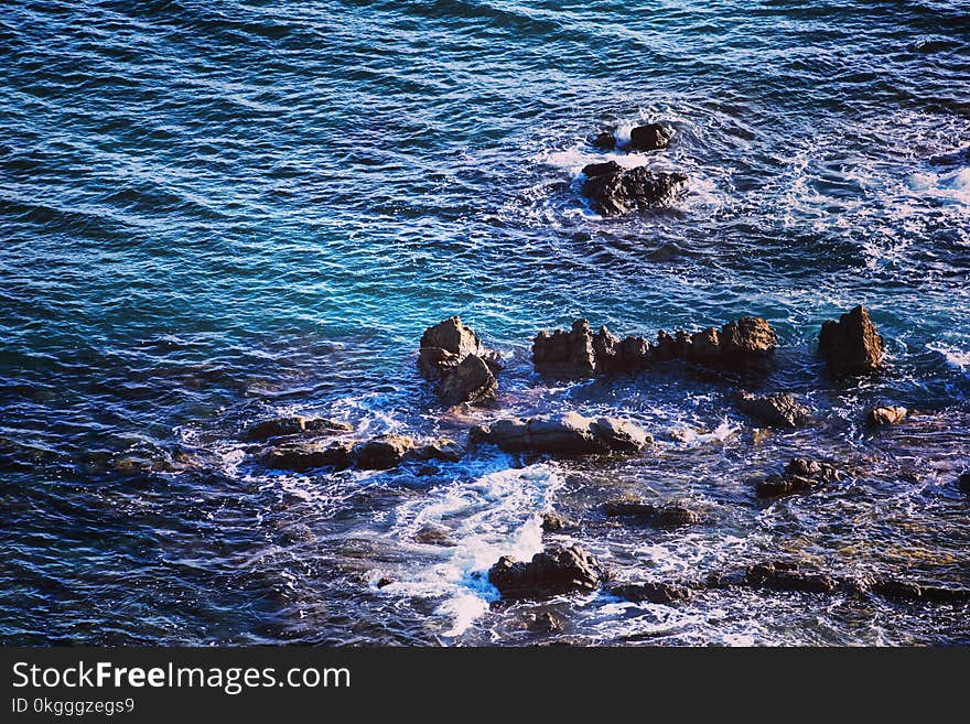 Sea and Rock Formation in Aerial Photo