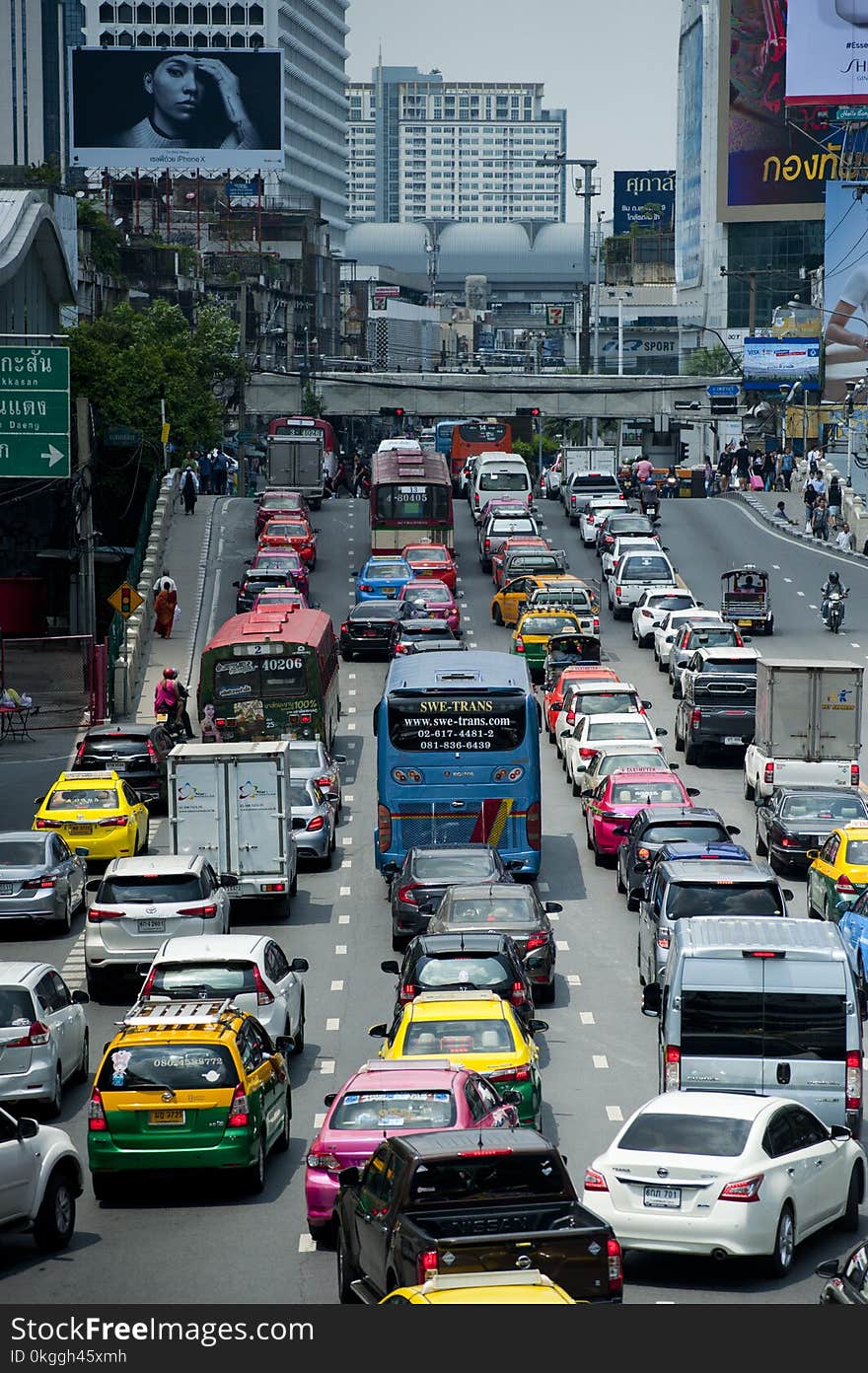 Aerial Photo of vehicles in the city