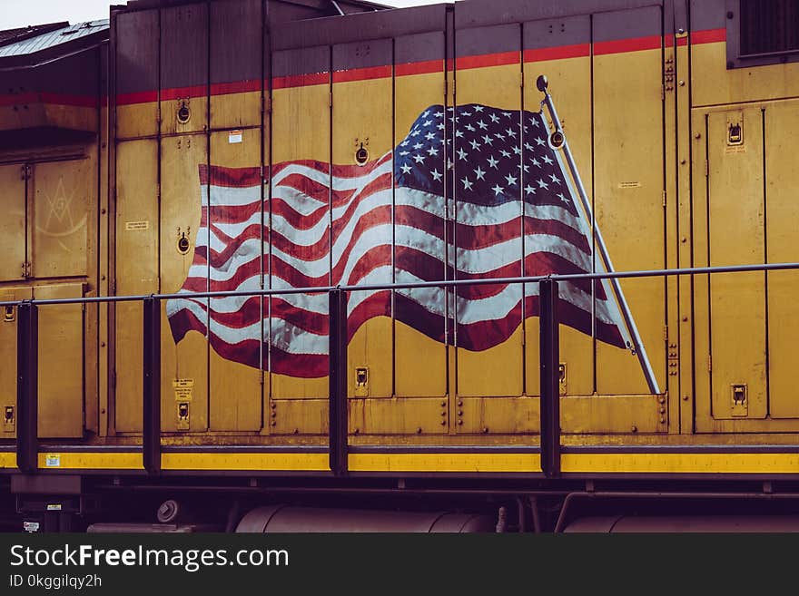 Brown U.s.a Flag-printed Cabinet