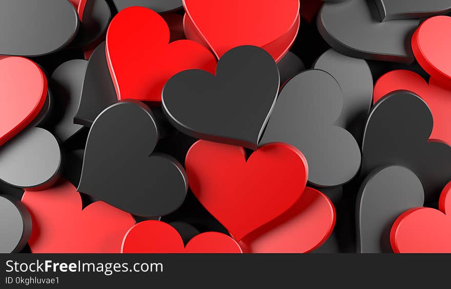 Black And Red Hearts