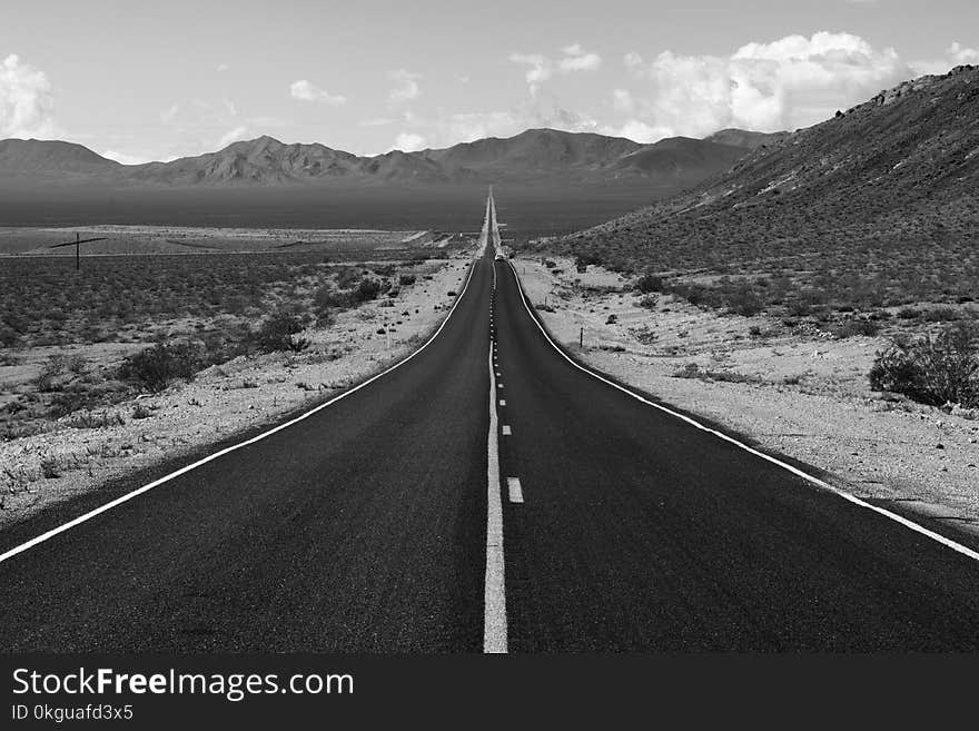 Grayscale Photo of Road