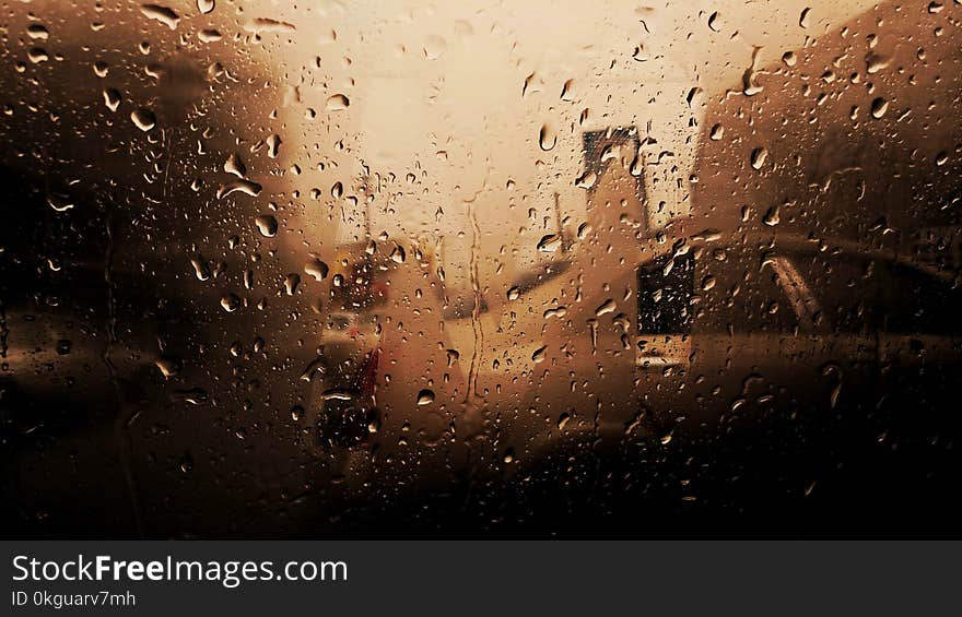 Vehicle Glass Window With Water Droplets