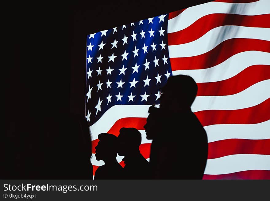 Silhouette of People Beside Usa Flag