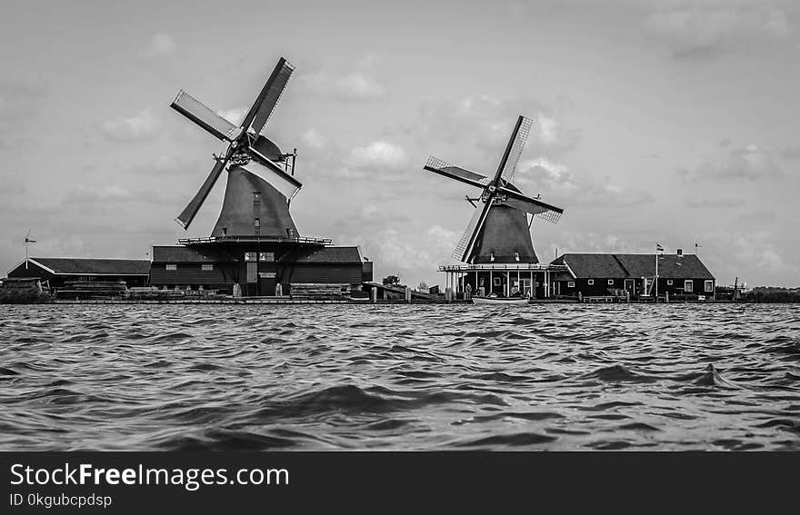 Two Gray Windmill