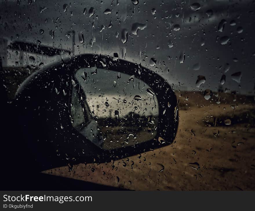 Car Window Panel With Water Droplets