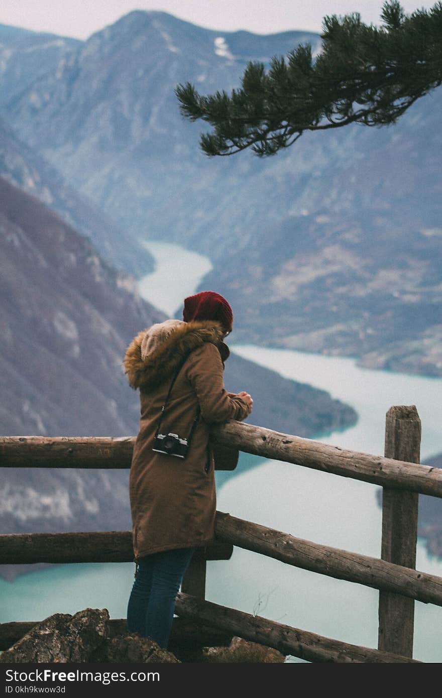 Photo of Person Leaning on Wooden Fence