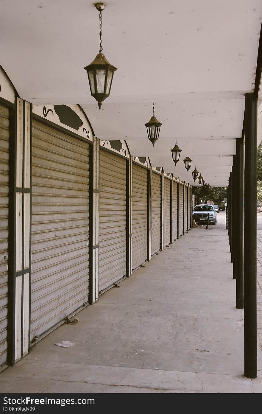 Pathway With Pendant Lamps