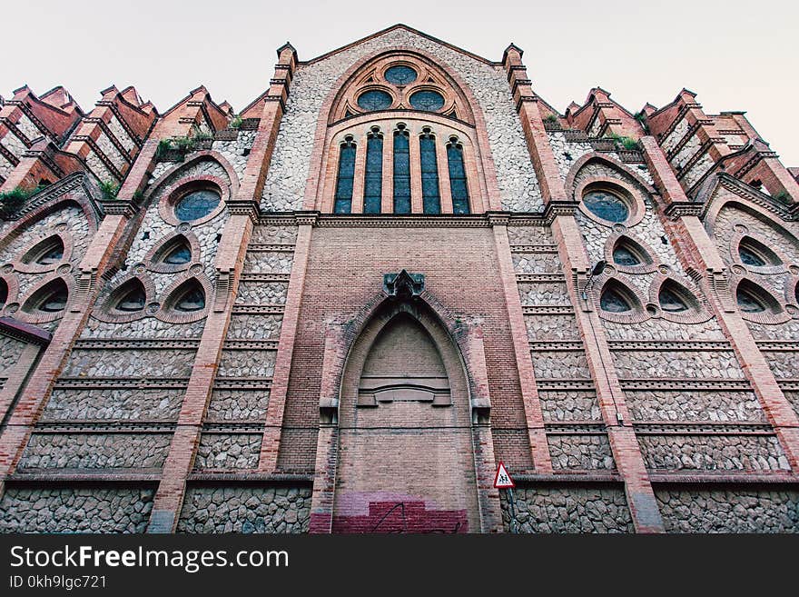 Front of a Cathedral in Worm&#x27;s Eye View Photography