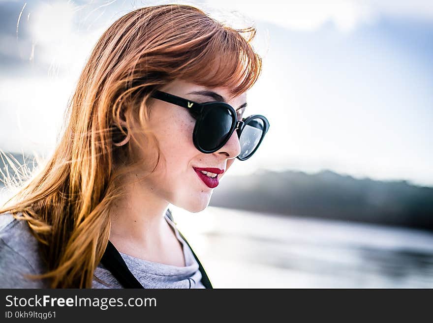 Woman Wearing Black Sunglasses