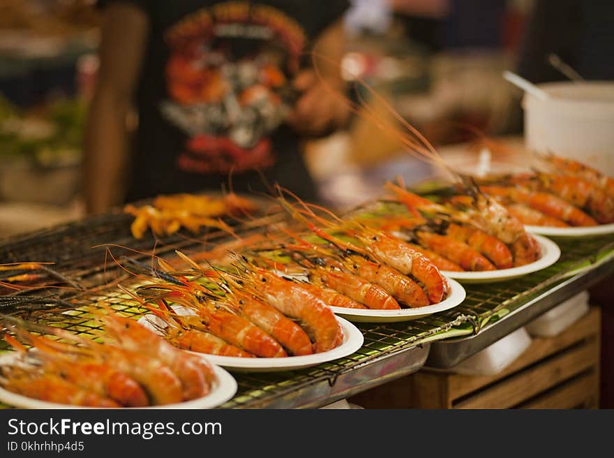 Pile of Shrimps on Plates