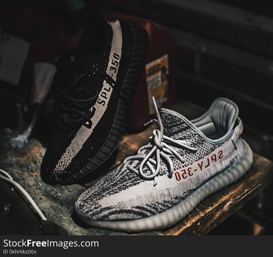 Two Unpaired Black and Gray Adidas Sply-350 V2