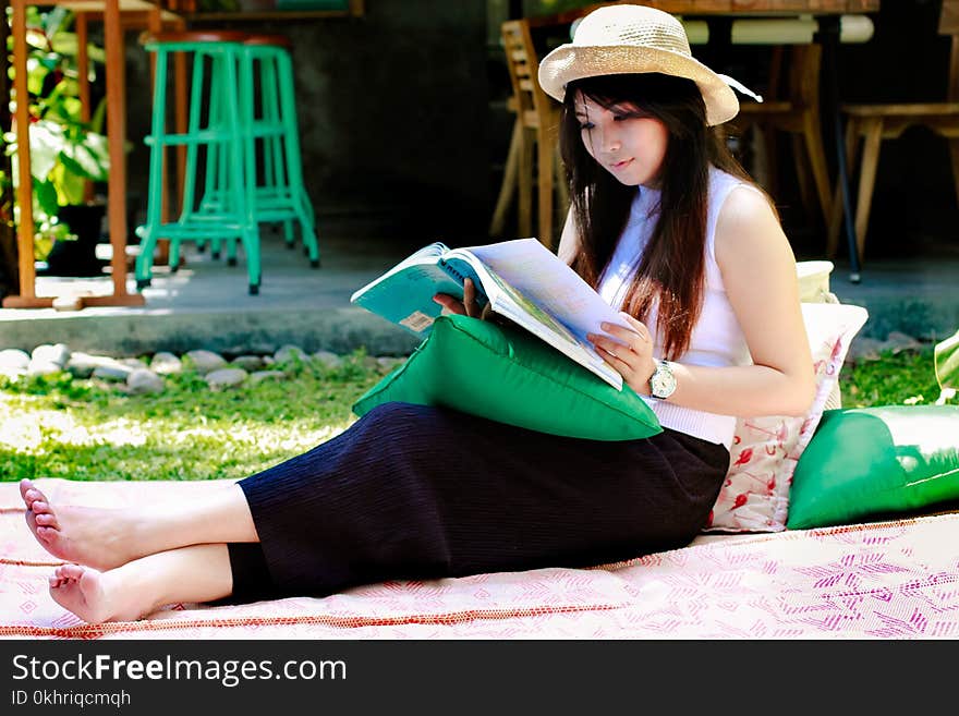 Woman Wearing White Blouse and Black Bottoms