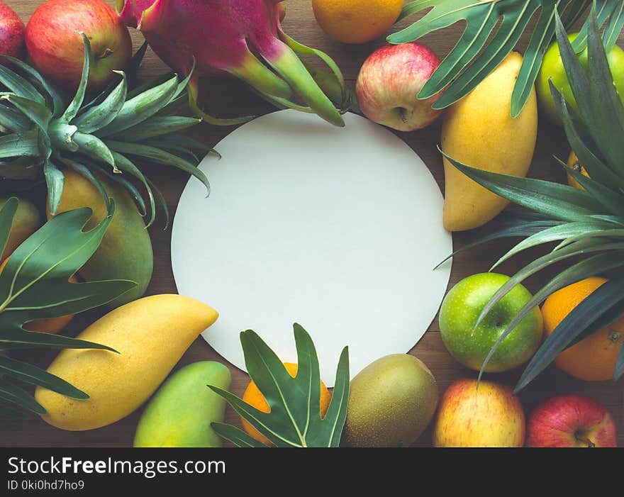 Group of fruits on white space background