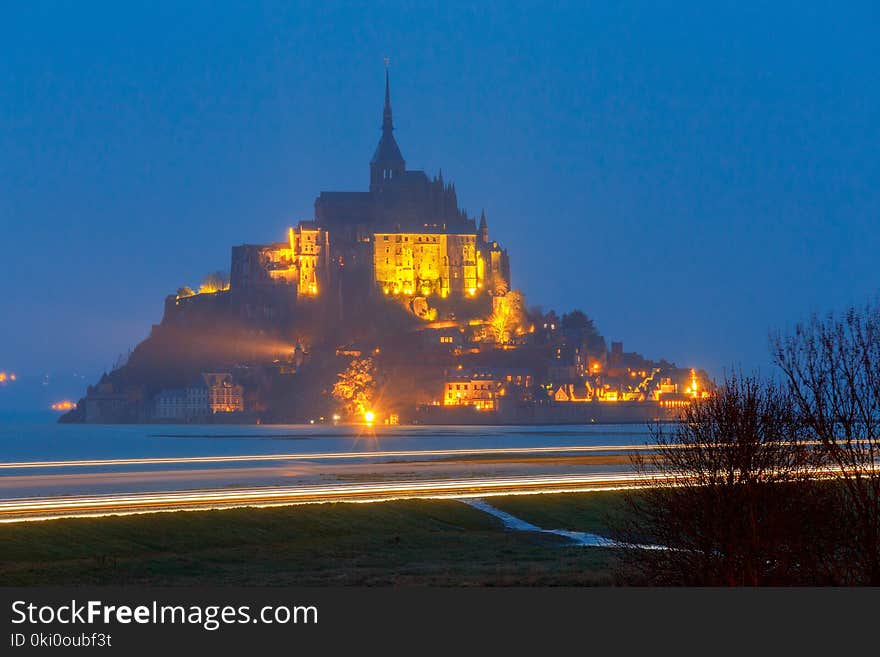 Mont Saint-Michel At Sunset.