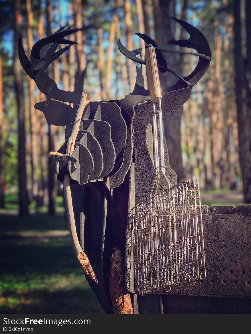 A grill in a park in the shape of a deer in Irpin or Irpen - Kyiv - Ukraine