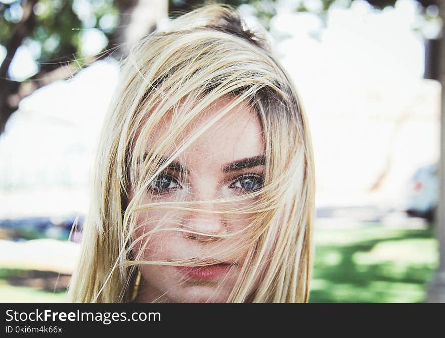 Woman&#x27;s Hair Covering Her Face