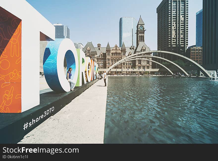 Freestanding Letters Near Fountain