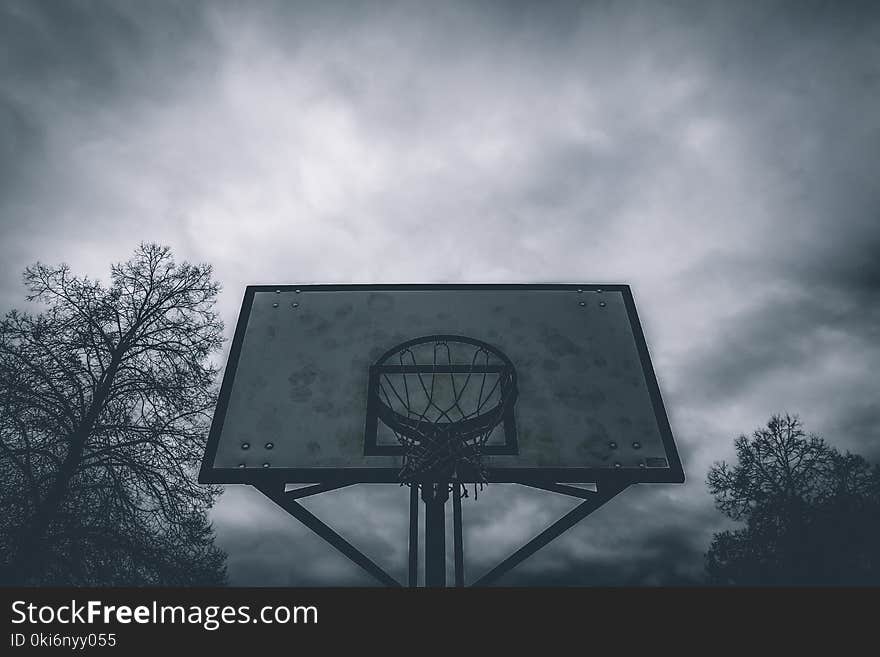 Silhouette Photo of Basketball Hoop