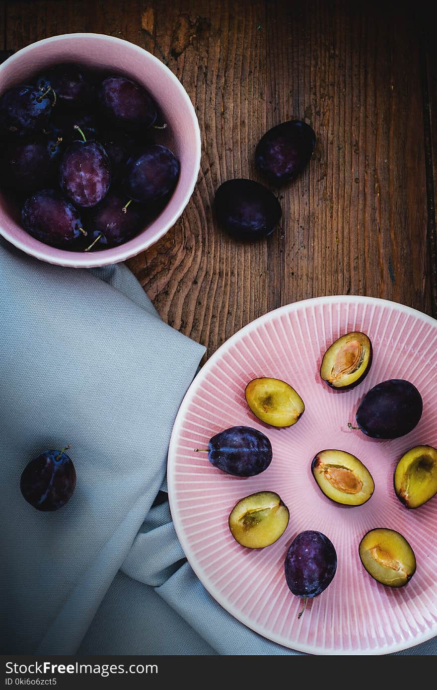 Sliced Fruits on Pink Ceramic Plate